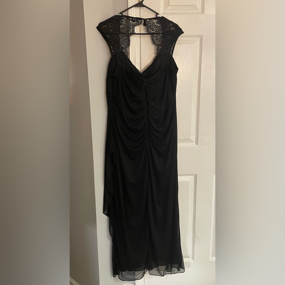 18W Black Classic Floor Length Dress with lace detail